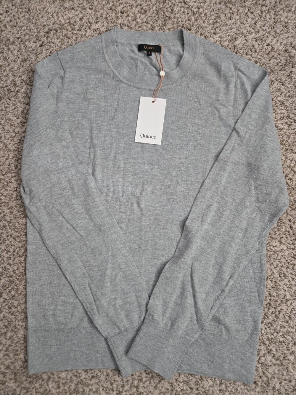 QUINCE Cotton Cashmere Crew Sweater Heather Gray Lightweight Womens Small *NWT*